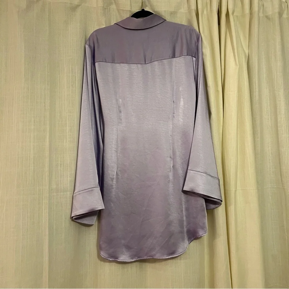 Revolve Song of Style Marta Dress in Lavender Size M Wrap Shirt Dress Silky